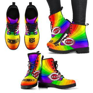 Awesome Rainbow Cincinnati Reds Boots