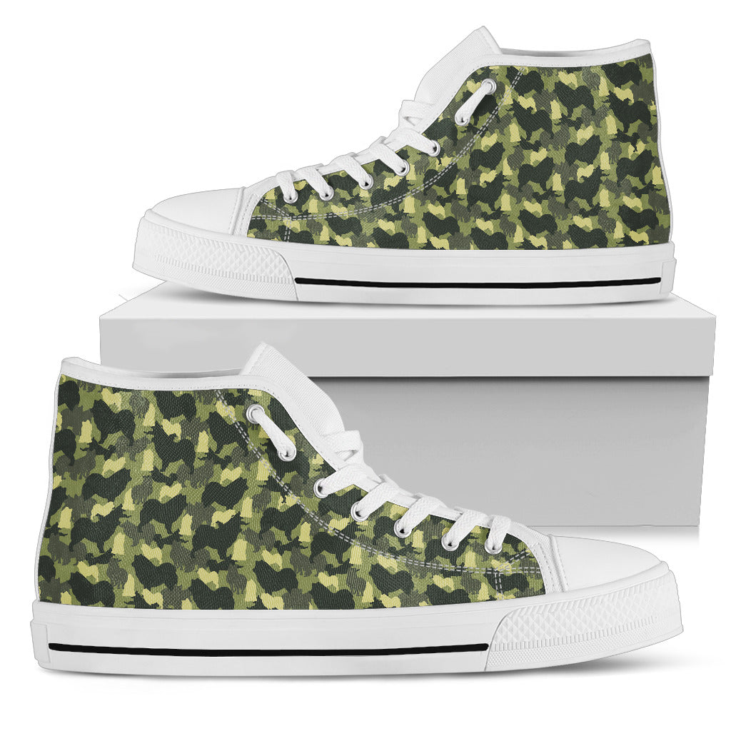Camouflage Solider Military Samoyed Dog High Top Shoes