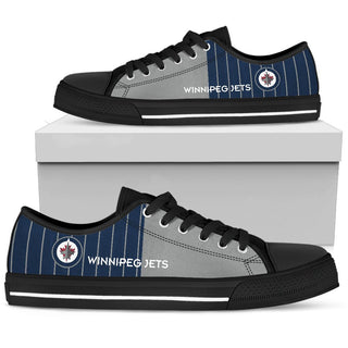 Simple Design Vertical Stripes Winnipeg Jets Low Top Shoes
