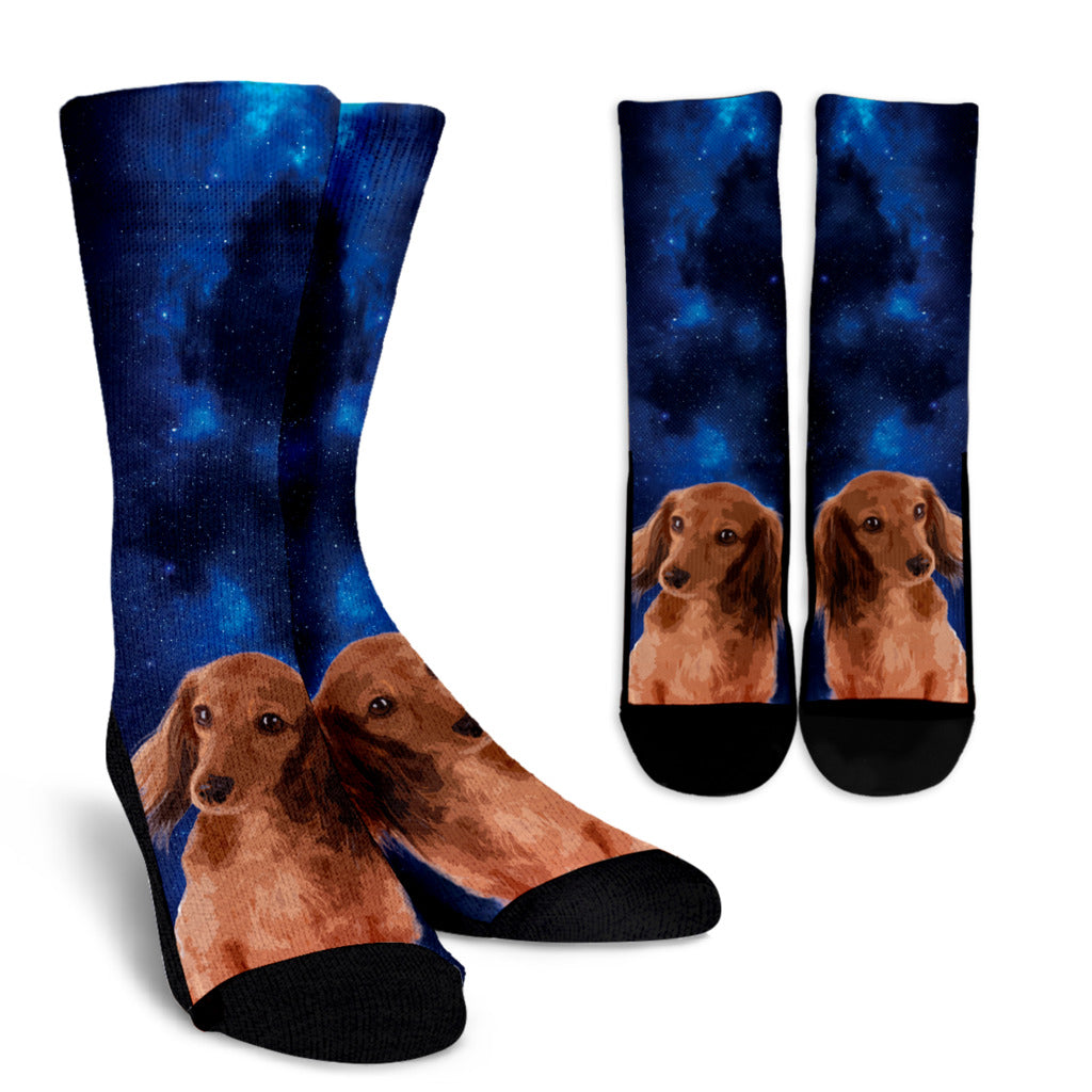 Funny Dachdshund Dog Socks Galaxy Gift For Puppy Lover
