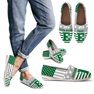 Proud of American Flag Eastern Michigan Eagles Casual Shoes