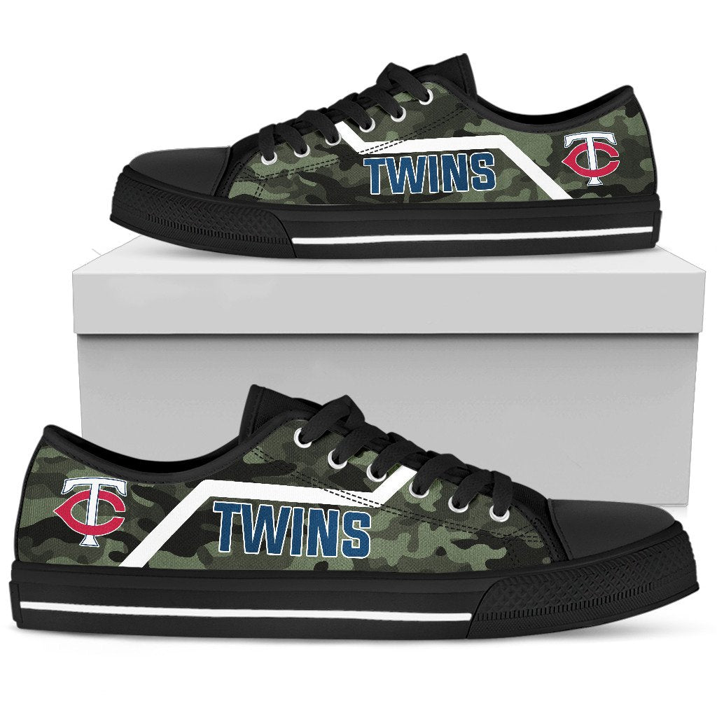 Camo Minnesota Twins Logo Low Top Shoes