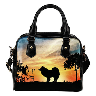 Samoyed Sunshine Silhouette Shoulder Handbags