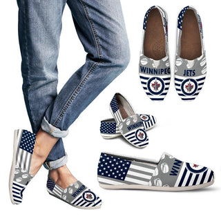 Proud of American Flag Winnipeg Jets Casual Shoes