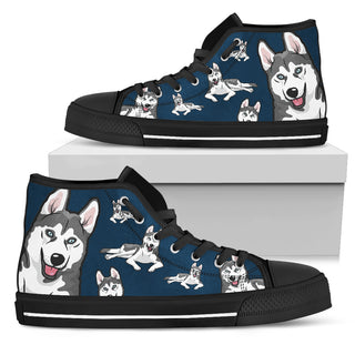 Funny Husky Dog High Top Shoes Husky Face Pattern