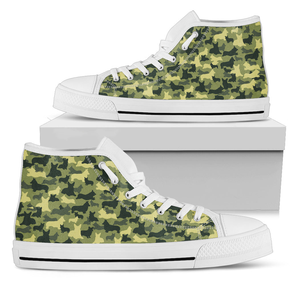Camouflage Solider Military Corgi Dog High Top Shoes