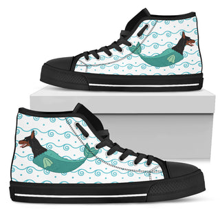 Doberman Mermaid Unicorn Cute High Top Shoes Beach Swim