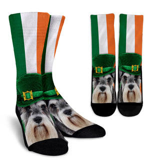 Irish Schnauzer Ireland Flag Background Crew Socks