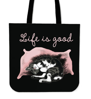 Life Is Good Cat Tote Bags