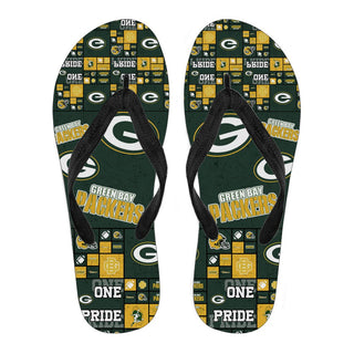 Color of Pride Flag Green Bay Packers Flip Flops