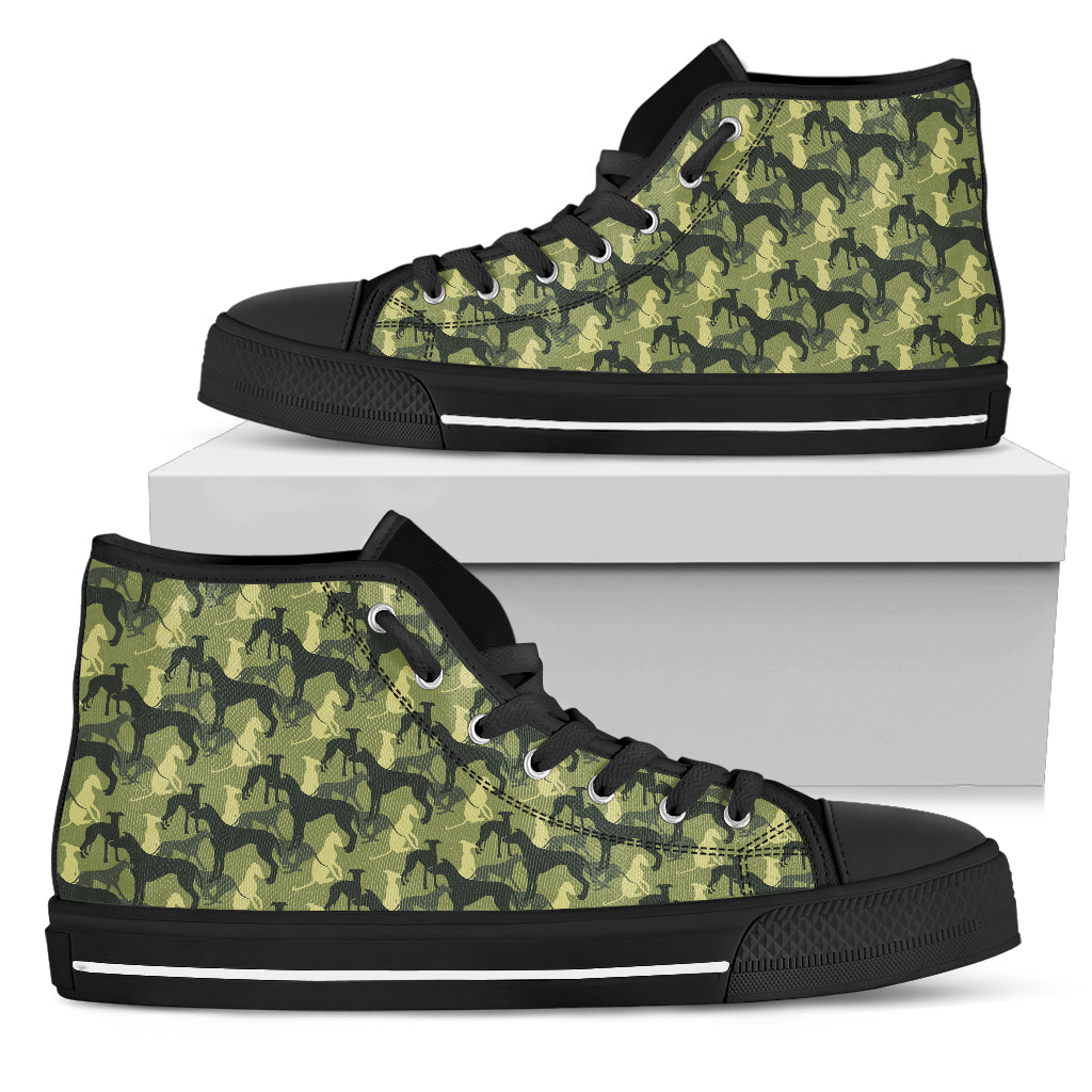 Camouflage Solider Military Greyhound Dog High Top Shoes