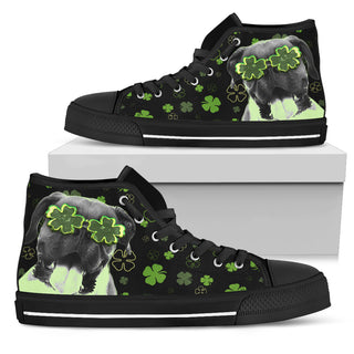 Boxer Wearing Four Leaf Clover Eyeglasses High Top Shoes