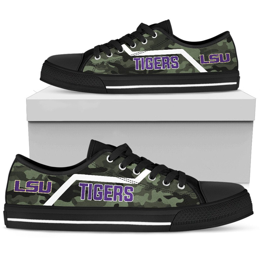 Camo LSU Tigers Logo Low Top Shoes