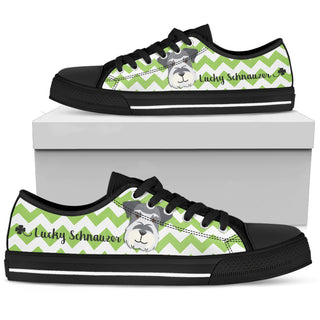 Green Wave Pattern Schnauzer Low Top Shoes
