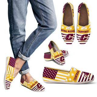 Proud of American Flag Central Michigan Chippewas Casual Shoes