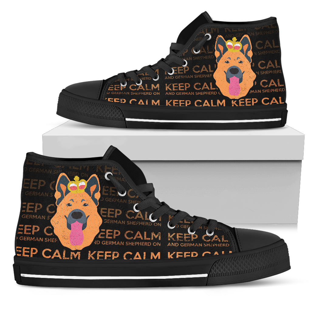 Keep Calm And German Shepherd On High Top Shoes