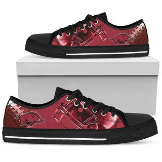 Artistic Scratch Of Arkansas Razorbacks Low Top Shoes