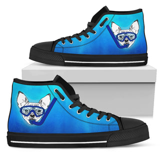 Funny Dog Chihuahua High Top Shoes Underwater