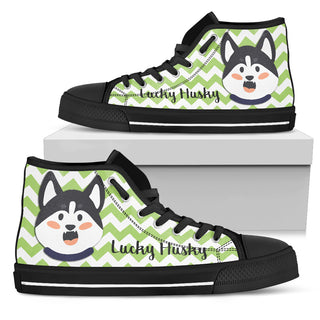 Green Wave Pattern Husky High Top Shoes