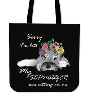 Interesting My Schnauzer Was Sitting On Me Tote Bags