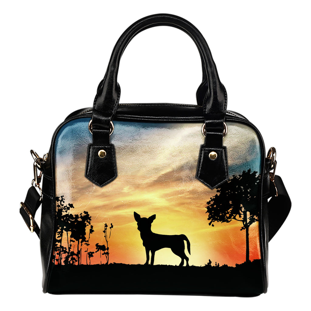 Chihuahua Sunshine Silhouette Shoulder Handbags