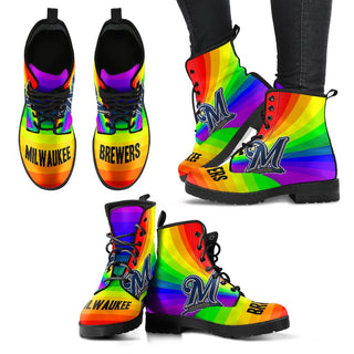 Awesome Rainbow Milwaukee Brewers Boots