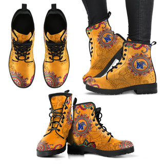 Golden Boho Flower Memphis Tigers Leather Boots