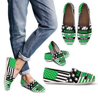 Proud of American Flag Marshall Thundering Herd Casual Shoes