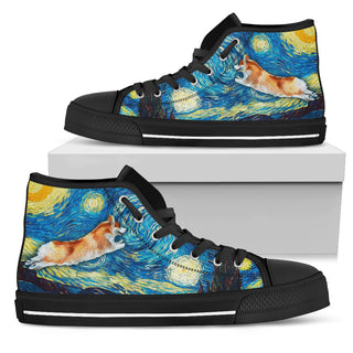 Funny Corgi High Top Shoes Into The Sky