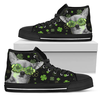 Chihuahua Wearing Four Leaf Clover Eyeglasses High Top Shoes