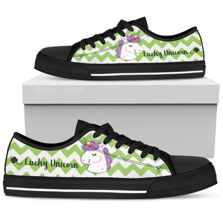 Green Wave Pattern Unicorn Low Top Shoes