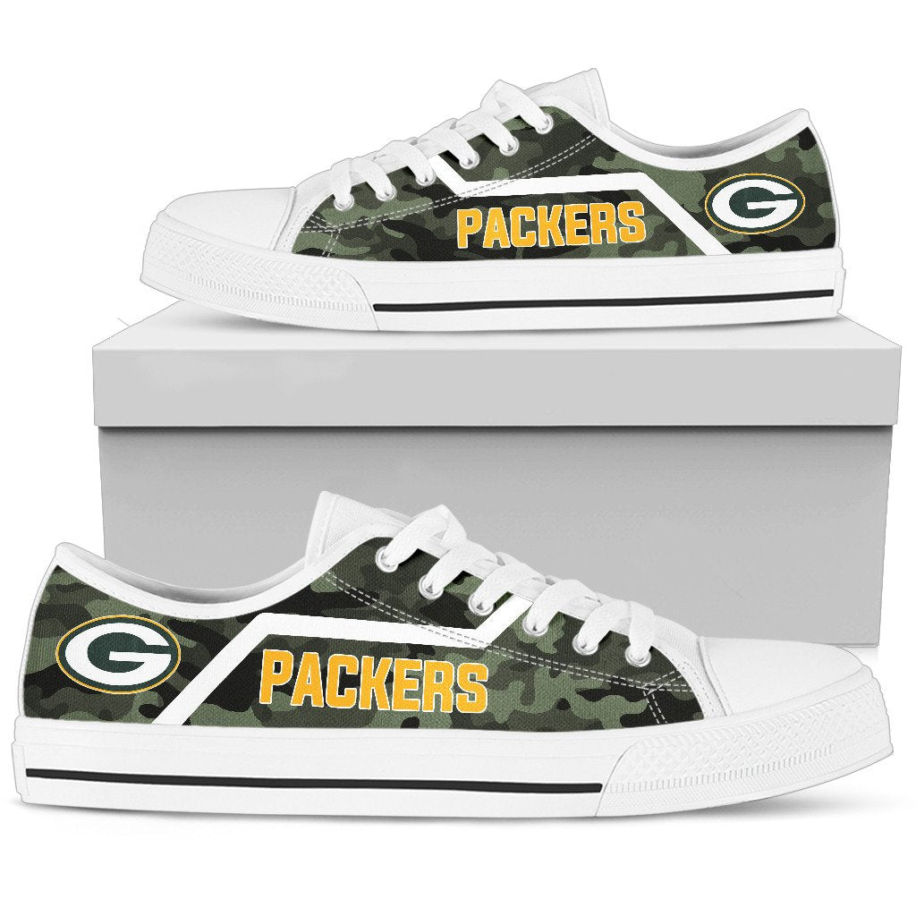 Camo Green Bay Packers Logo Low Top Shoes