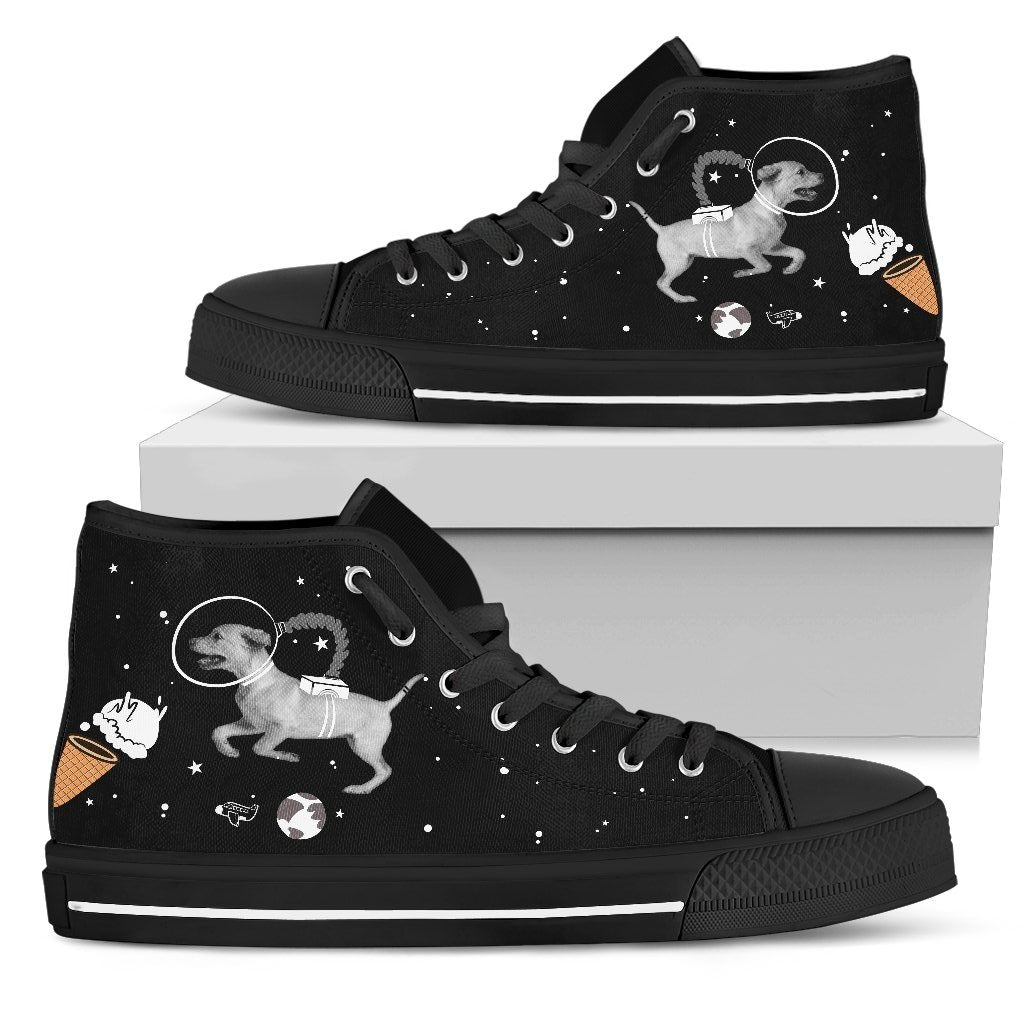Labrado Astronaut Flying In Spaceman Suit Eating Ice Cream High Top Shoes