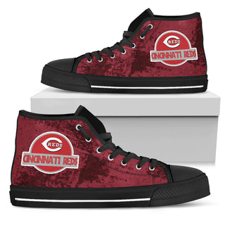 Cute Jurassic Park Cincinnati Reds High Top Shoes