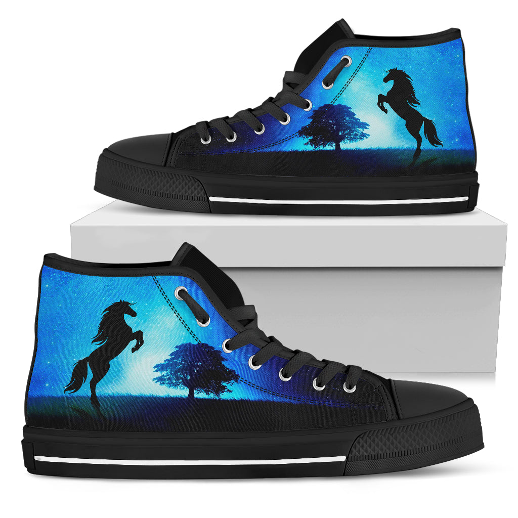 Funny Horse High Top Shoes Star Sky