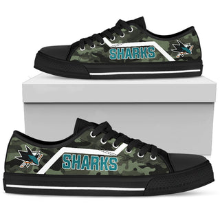 Camo San Jose Sharks Logo Low Top Shoes