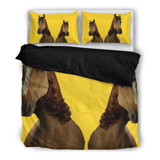 Horse With Hair In Yellow Background Funny Bedding Set Ver 2