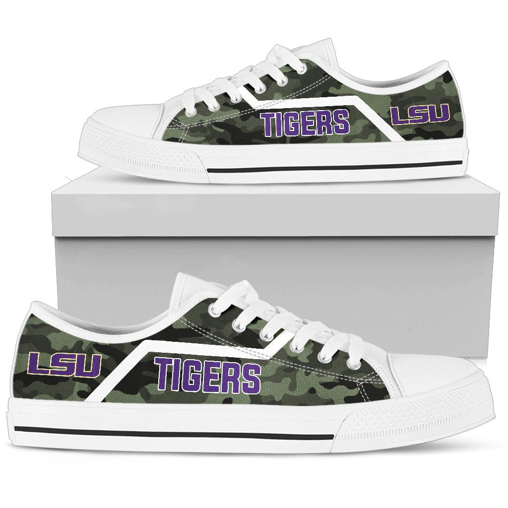 Camo LSU Tigers Logo Low Top Shoes