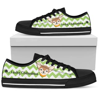 Green Wave Pattern Chihuahua Low Top Shoes