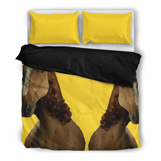 Horse With Hair In Yellow Background Funny Bedding Set Ver 1