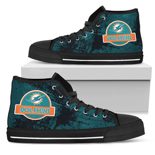 Cute Jurassic Park Miami Dolphins High Top Shoes