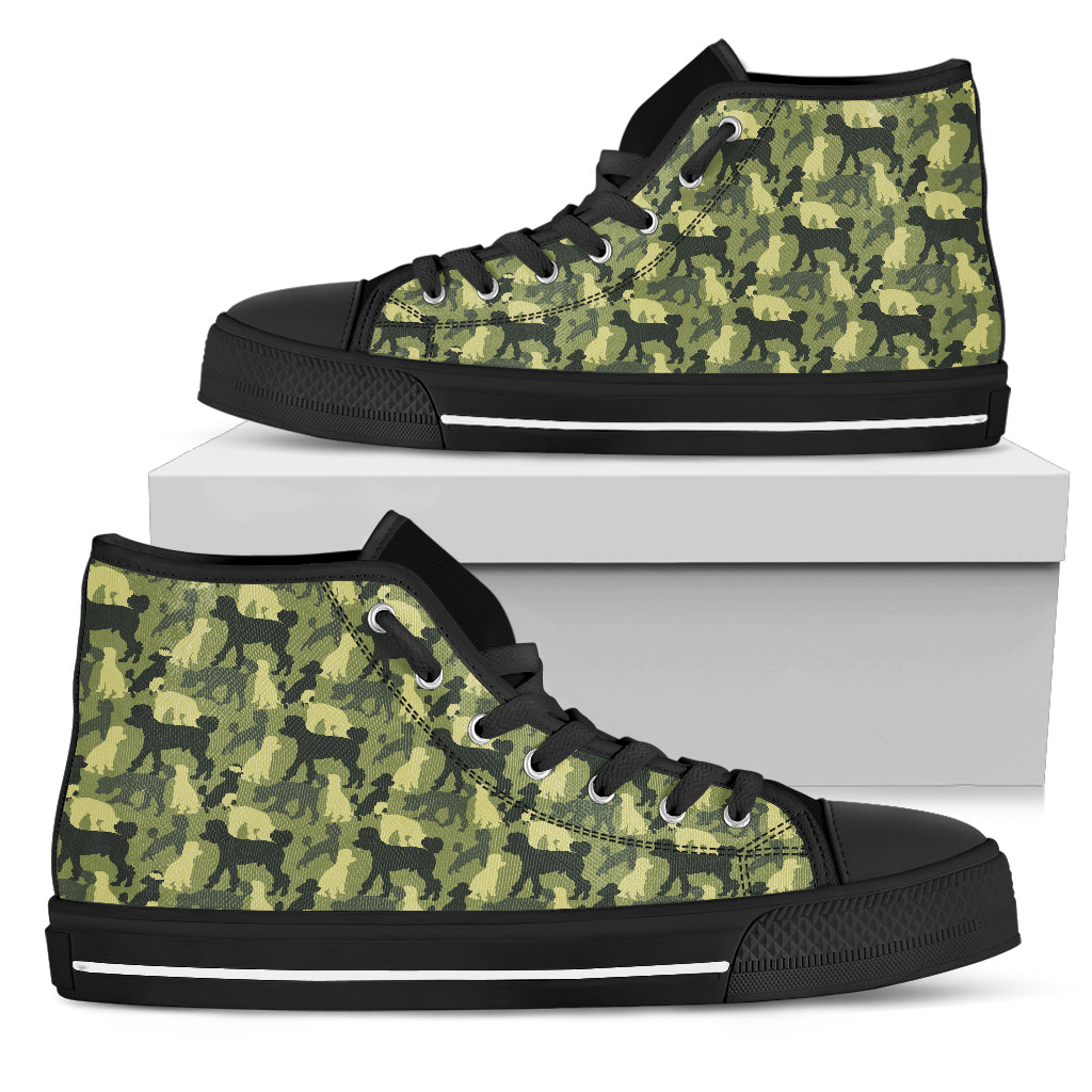 Camouflage Solider Military Poodle Dog High Top Shoes