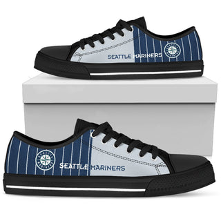 Simple Design Vertical Stripes Seattle Mariners Low Top Shoes