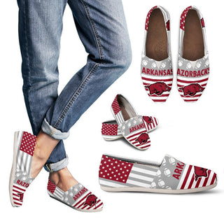 Proud of American Flag Arkansas Razorbacks Casual Shoes