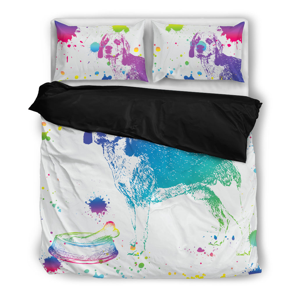 Beagle Watercolor White Background Bedding Sets
