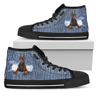 Doberman Break The Wall High Top Shoes