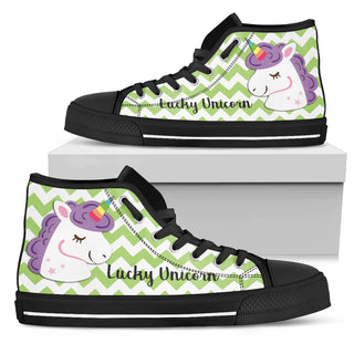 Green Wave Pattern Unicorn High Top Shoes