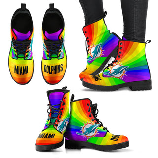 Awesome Rainbow Miami Dolphins Boots