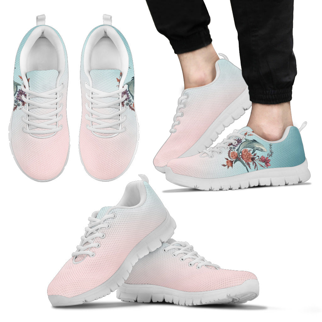 Shark Painting With Floral Pastel Cool Sneakers Ver 2