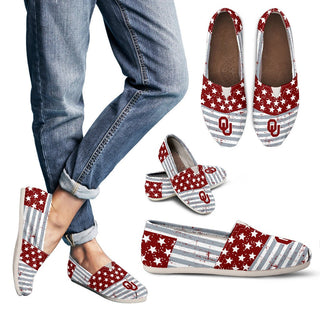 Vintage Star America Flag Oklahoma Sooners Women Casual Shoes